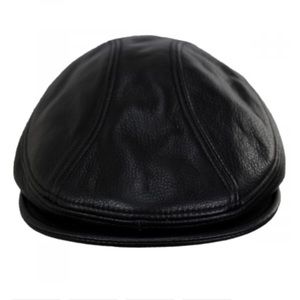 Vintage flat Bill genuine leather cap